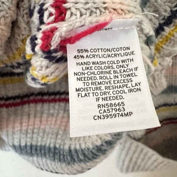 Caslon Abstract Stripe Sweater Rolled Cuffed Sleeves RN 58665 Button Shoulder - Picture 5 of 6